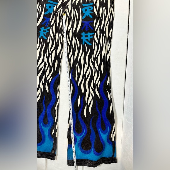Vtg Gypsy Rose Baggy Flare Grunge Y2K Zebra Print Pants Jeans Goth Skate SzXL - Picture 10 of 10
